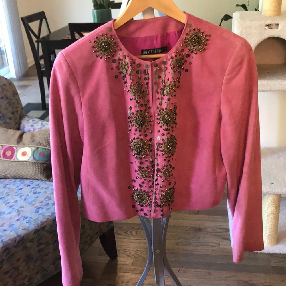 Embellished Pink Suede jkt Lafayette 154 sz12